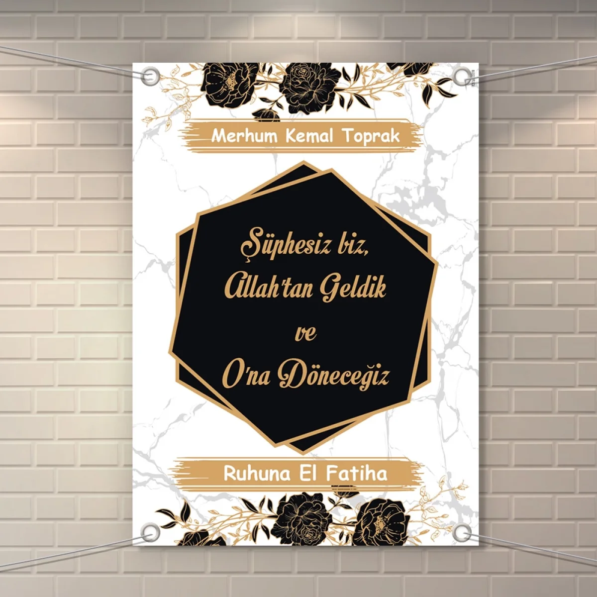 Altıgen Model Siyah Konsept 50 x 70 cm Özel Tasarım Branda Afiş