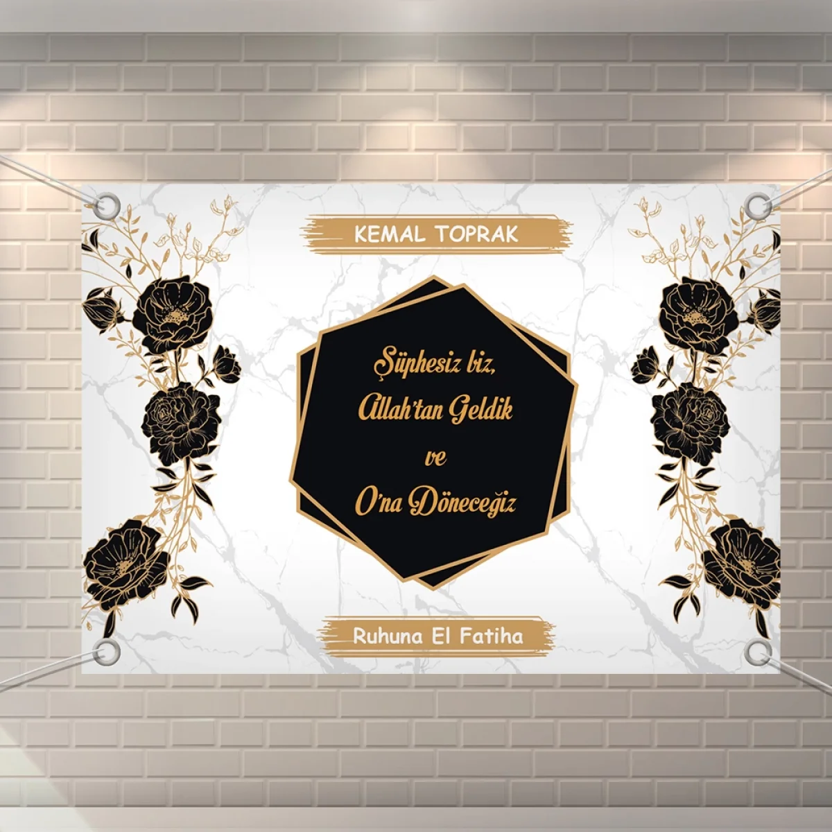 Altıgen Model Siyah Konsept 70 x 100 cm Özel Tasarım Branda Afiş