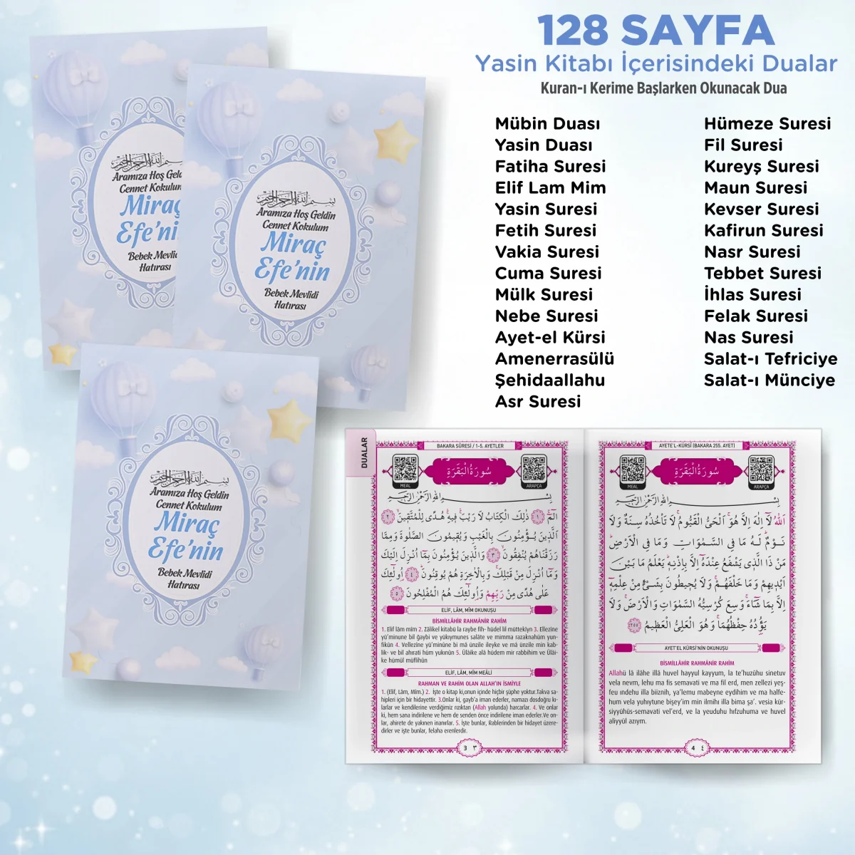 Balon Model Mavi Renkli Tül Kese İçerisinde Yasin Kitabı - Mevlüt Hediyelikleri