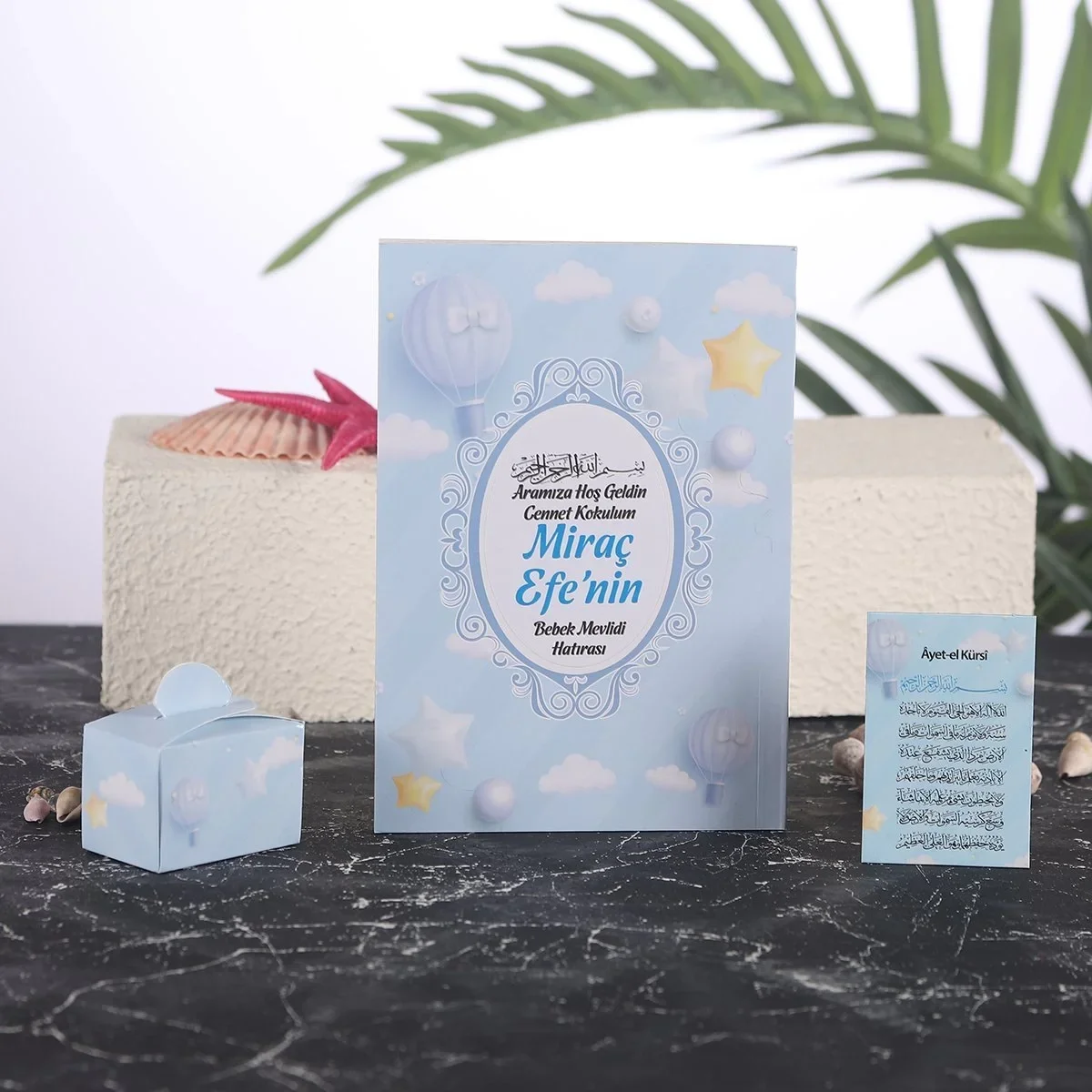 Balon Model Mavi Renkli Yasin Kitabı, Lokum Kutusu ve Magnet - Mevlüt Hediyelikleri