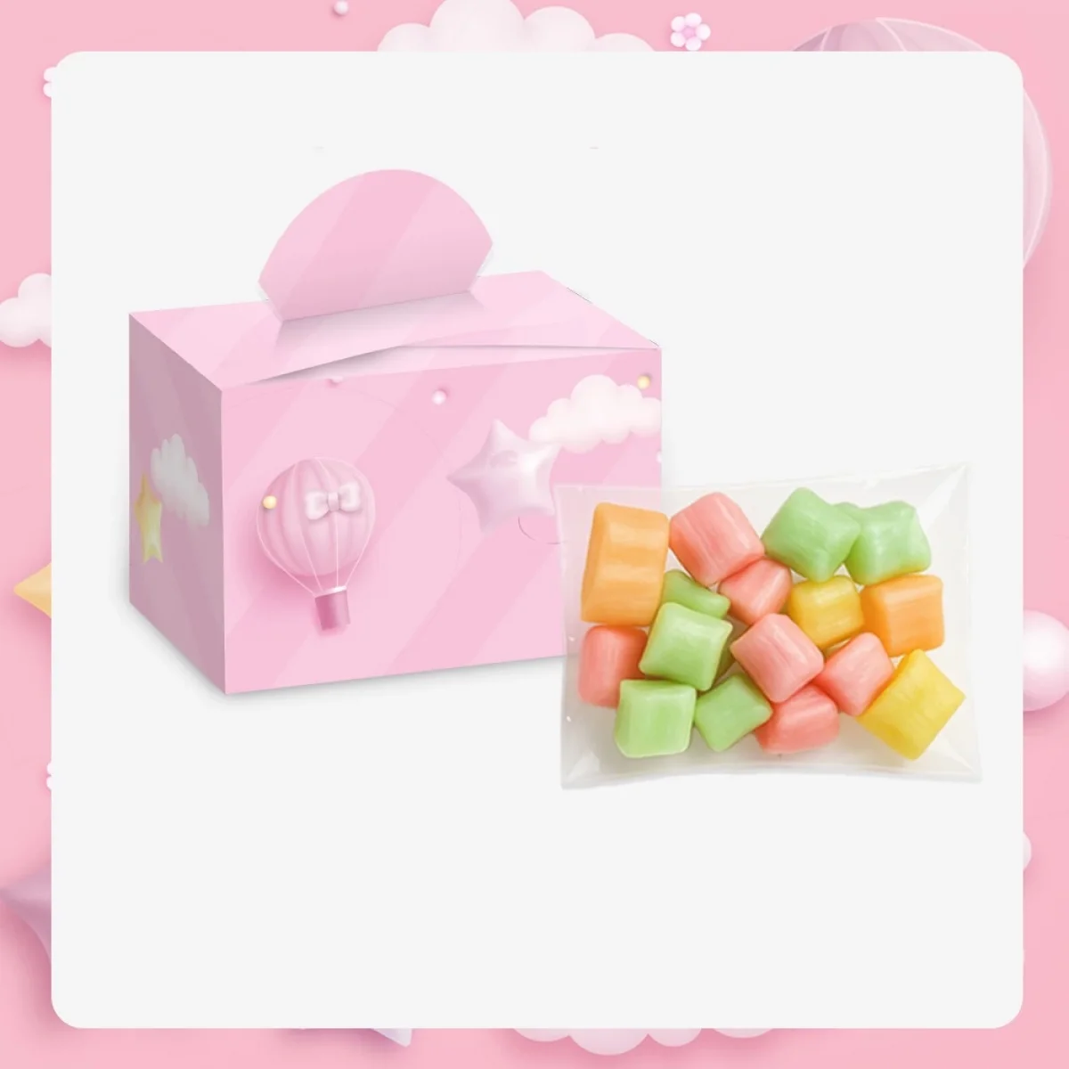 Balon Model Pembe Renkli Lokum Kutusu ve Mevlüt Şekeri
