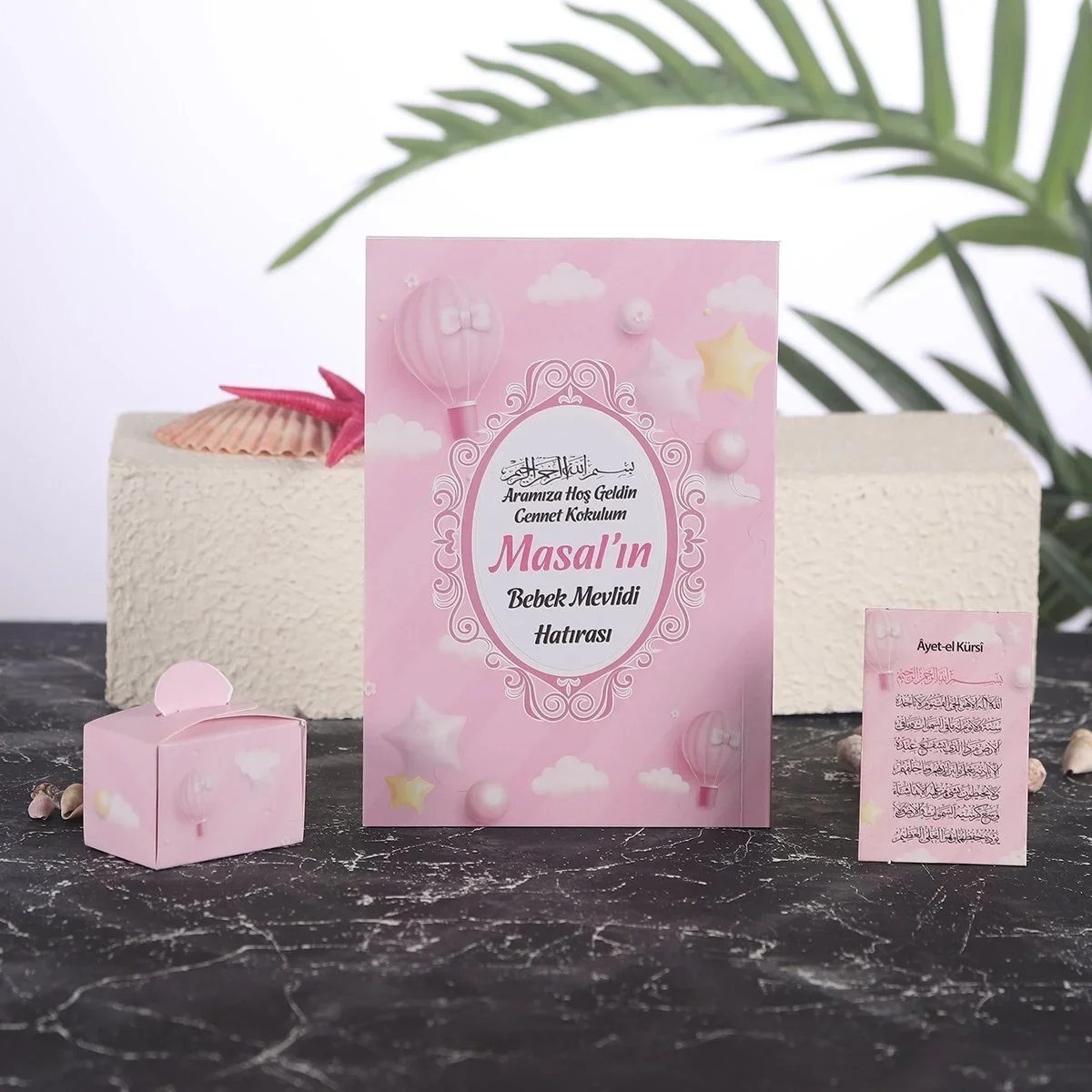 Balon Model Pembe Renkli Yasin Kitabı, Lokum Kutusu ve Magnet - Mevlüt Hediyelikleri