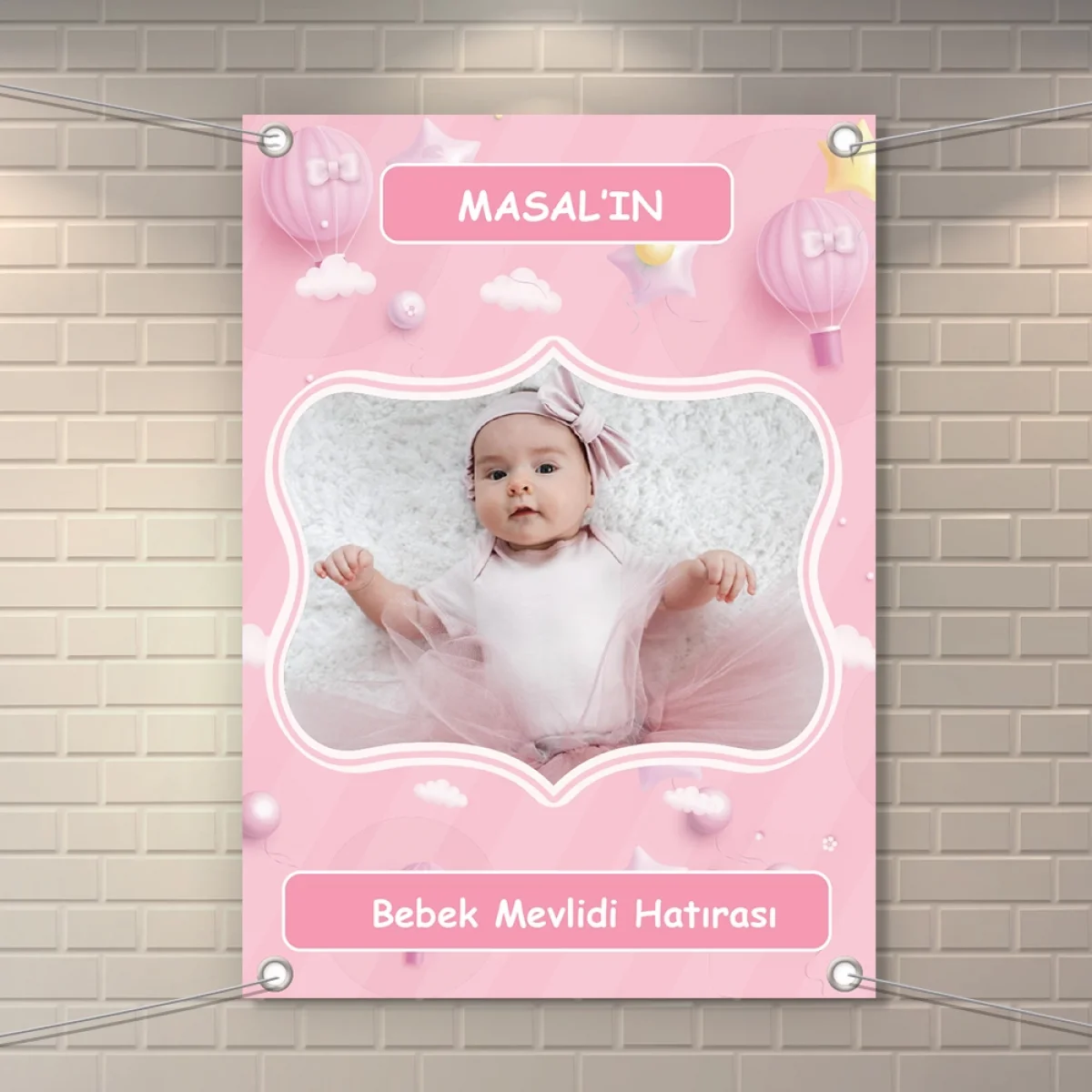 Balon Model Pembe Konsept 50 x 70 cm Özel Tasarım Branda Afiş