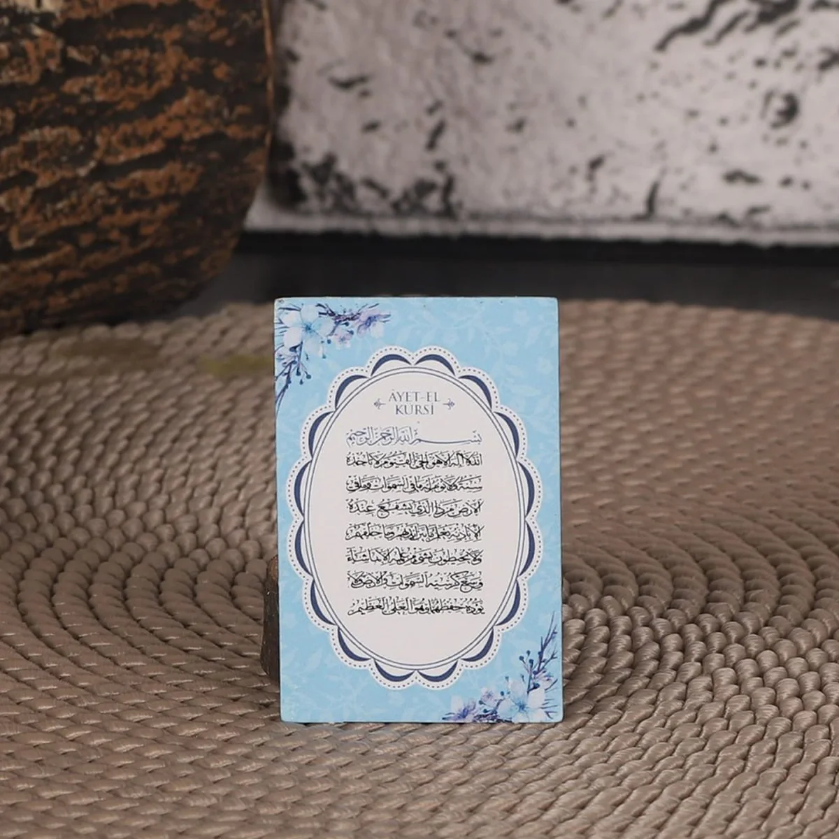 Çiçek Model Mavi Renkli Mevlüt İçin Ayet-el Kürsi Magnet