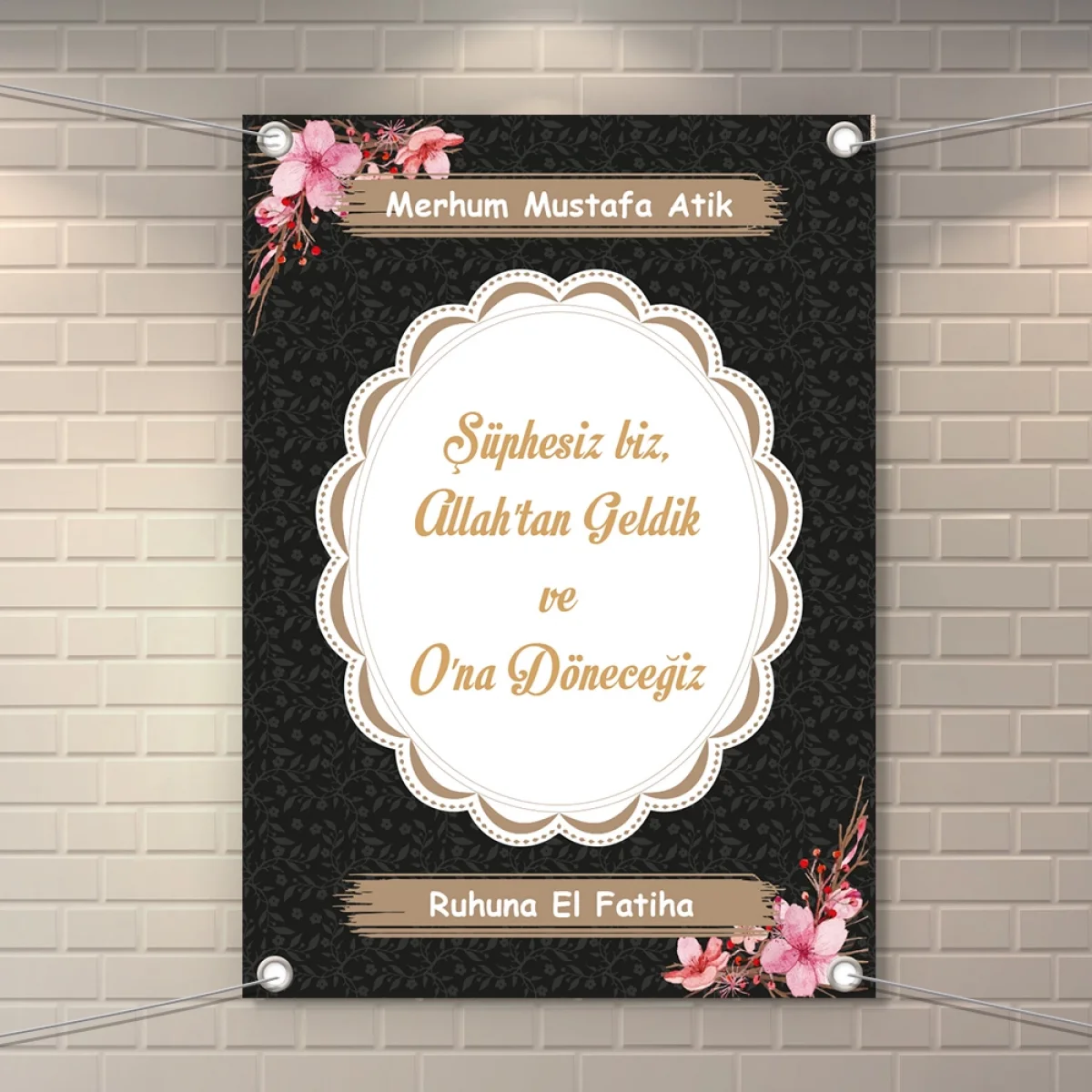 Çiçek Model Siyah Konsept 50 x 70 cm Özel Tasarım Branda Afiş