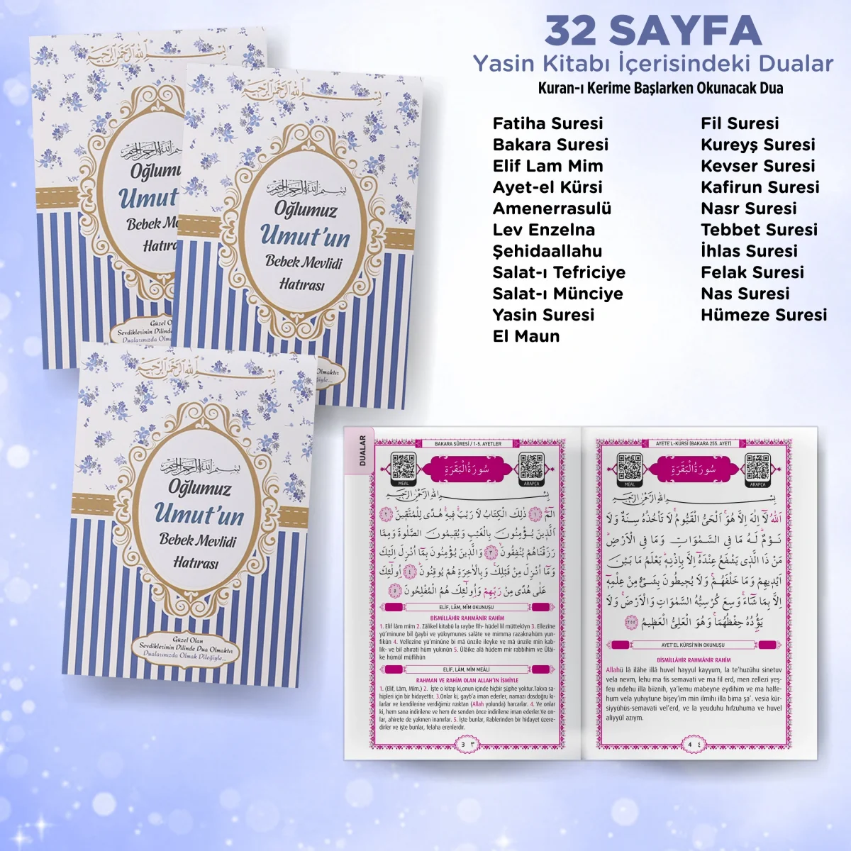 Çizgi Model Lacivert Renkli Tül Kese İçerisinde Yasin Kitabı ve Tesbih - Mevlüt Hediyelikleri