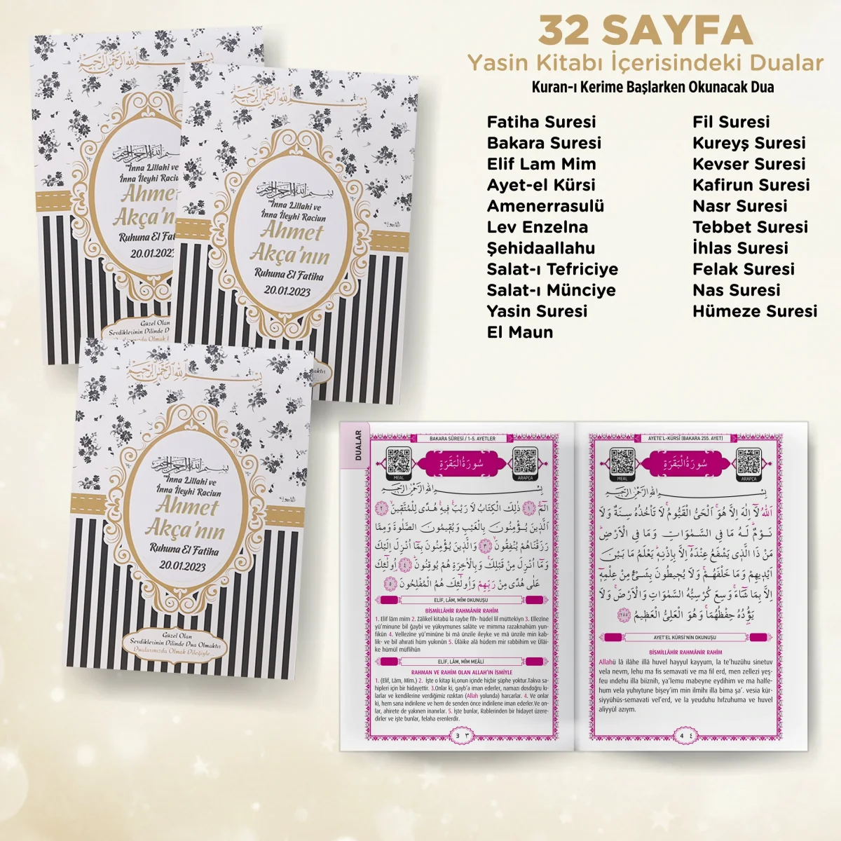 Çizgi Model Siyah Renkli Yasin Kitabı