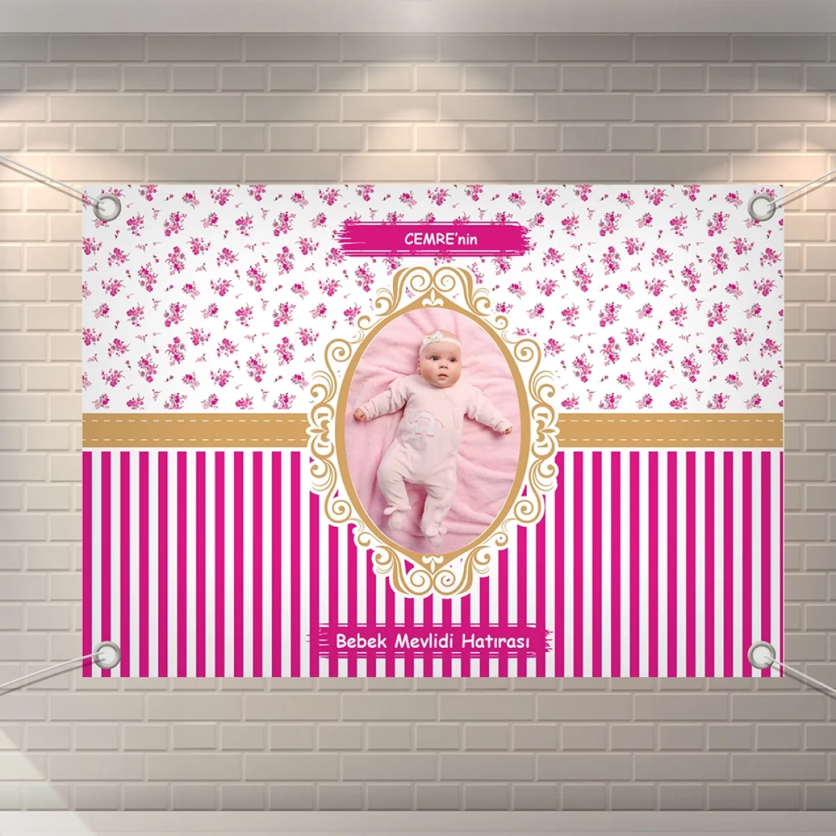 Çizgi Model Pembe Konsept 70 x 100 cm Özel Tasarım Branda Afiş