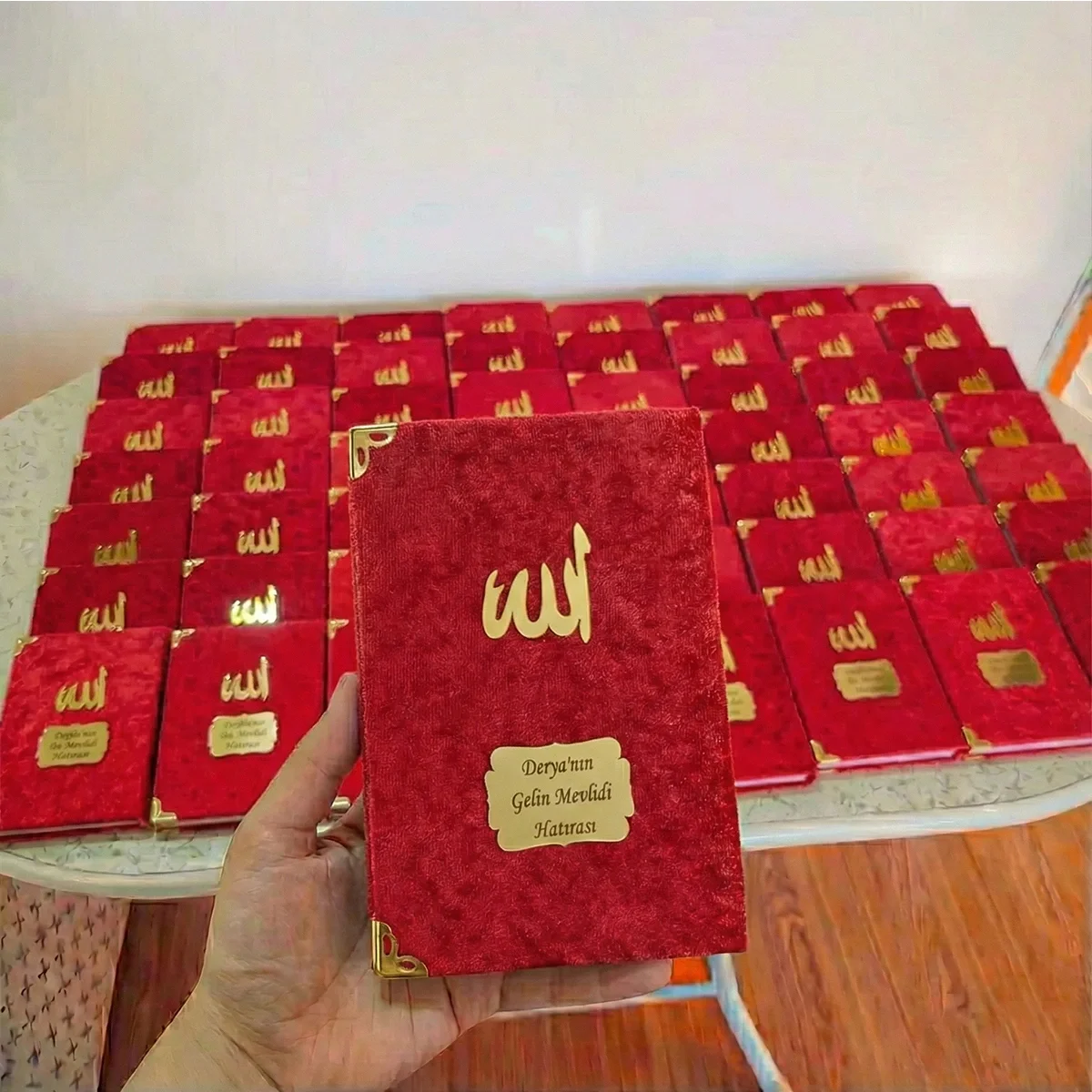 İsme Özel Bordo Renkli Kadife Yasin Kitabı - Mevlüt Hediyelikleri
