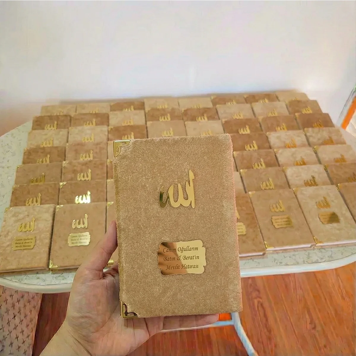 İsme Özel Gold Renkli Kadife Yasin Kitabı - Mevlüt Hediyelikleri