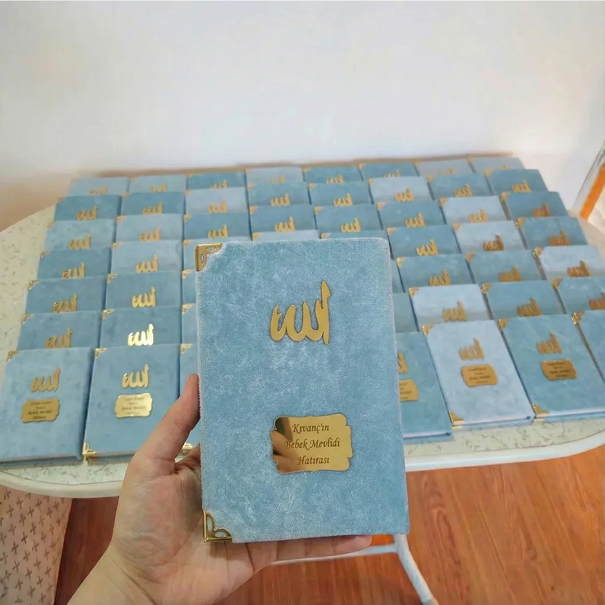 İsme Özel Mavi Renkli Kadife Yasin Kitabı - Mevlüt Hediyelikleri
