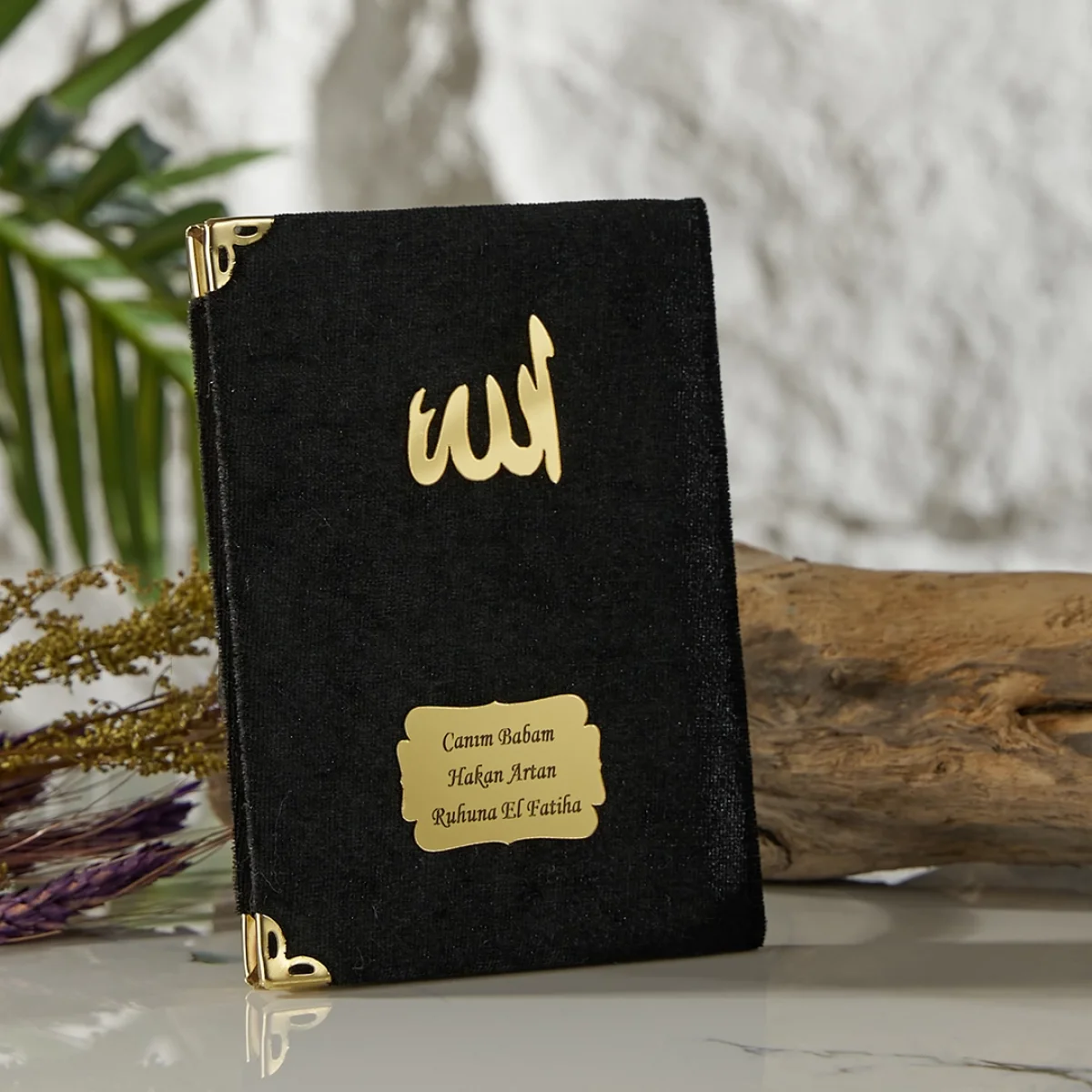 İsme Özel Siyah Renkli Kadife Yasin Kitabı - Mevlüt Hediyelikleri