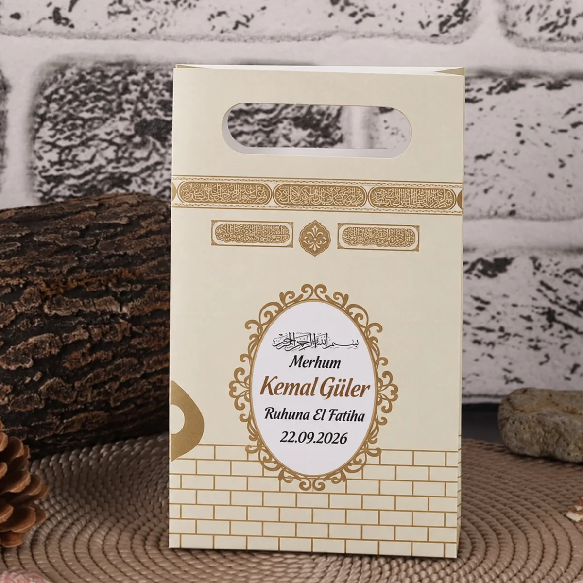 Kabe Model Krem Renkli Mevlüt İçin Karton Çanta