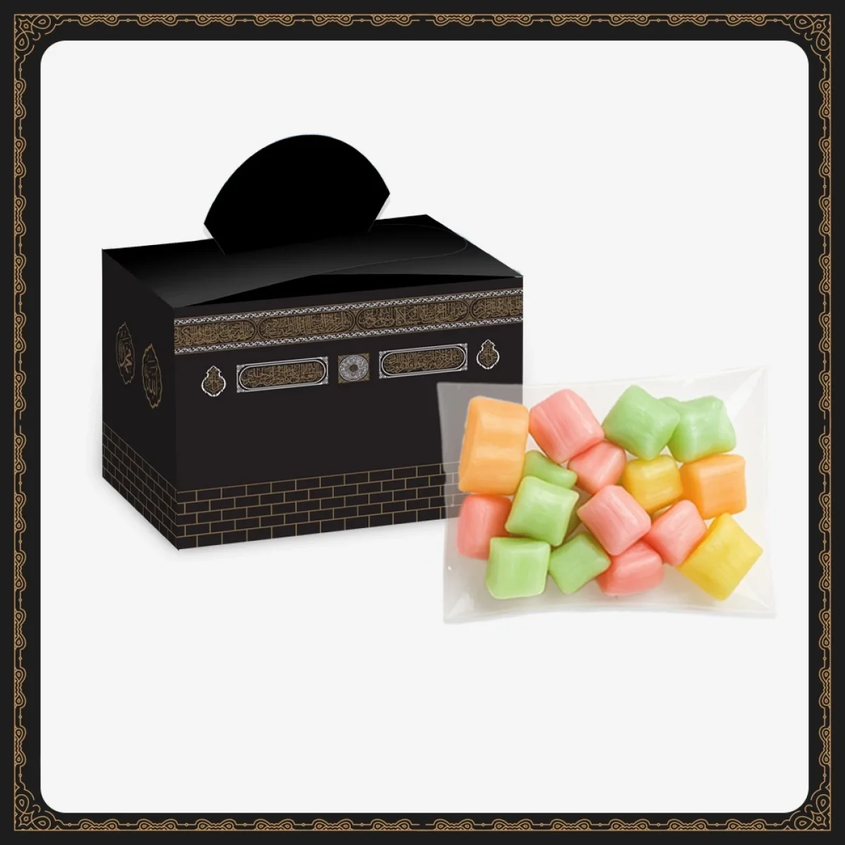Kabe Model Siyah Renkli Lokum Kutusu ve Mevlüt Şekeri