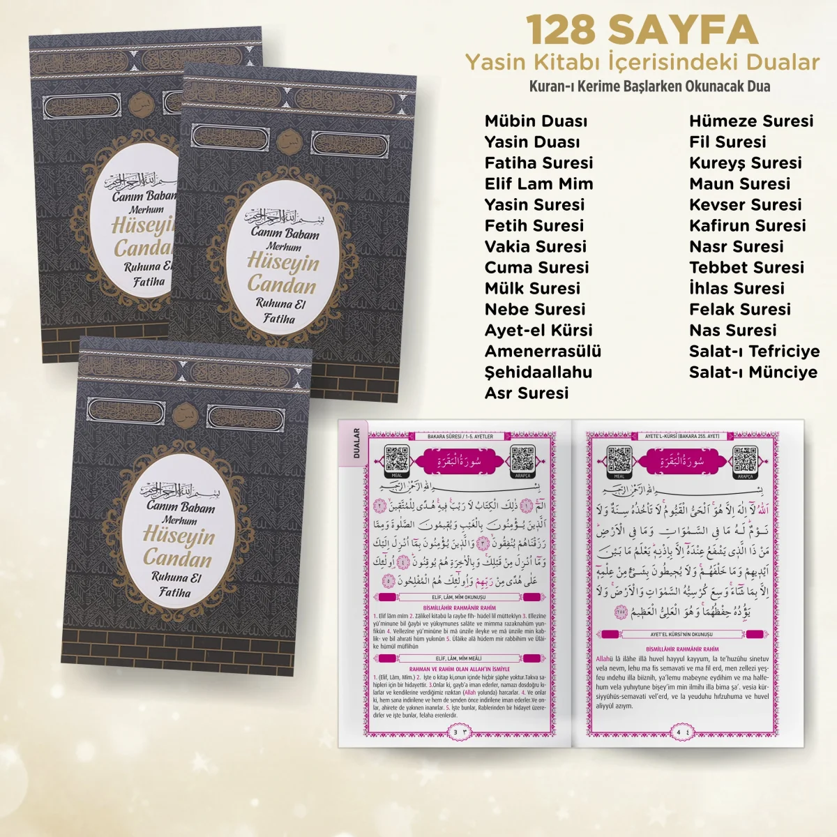 Kabe Model Siyah Renkli Yasin Kitabı