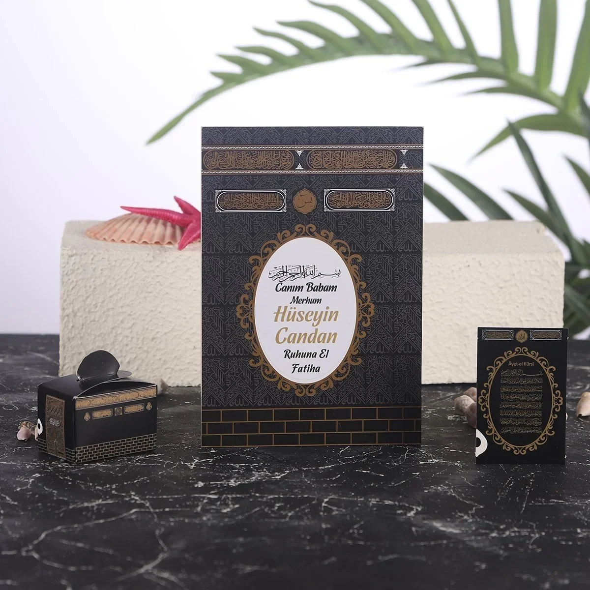 Kabe Model Siyah Renkli Yasin Kitabı, Lokum Kutusu ve Magnet - Mevlüt Hediyelikleri
