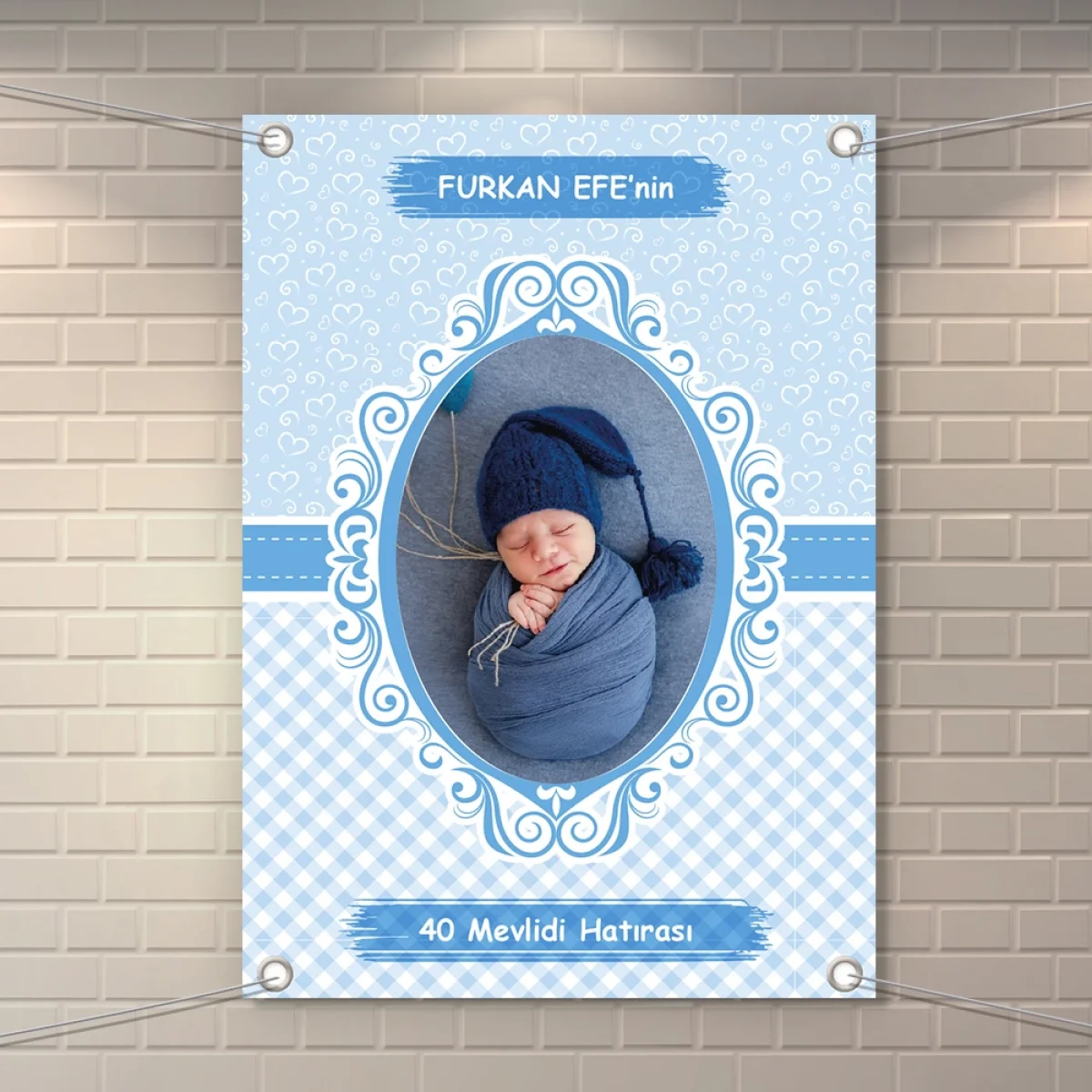 Kalp Model Mavi Konsept 50 x 70 cm Özel Tasarım Branda Afiş