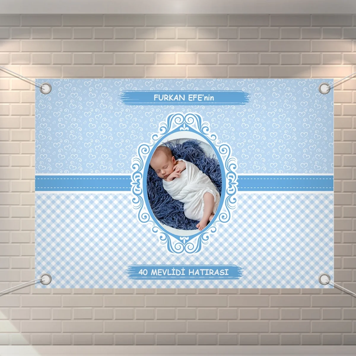 Kalp Model Mavi Konsept 70 x 100 cm Özel Tasarım Branda Afiş