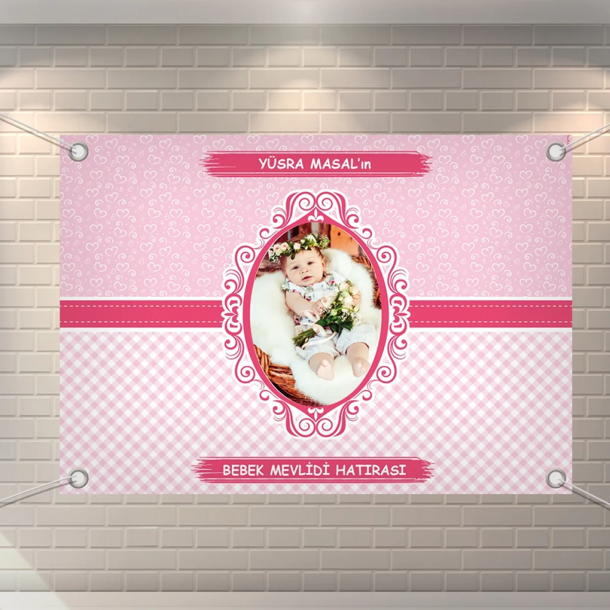 Kalp Model Pembe Konsept 70 x 100 cm Özel Tasarım Branda Afiş