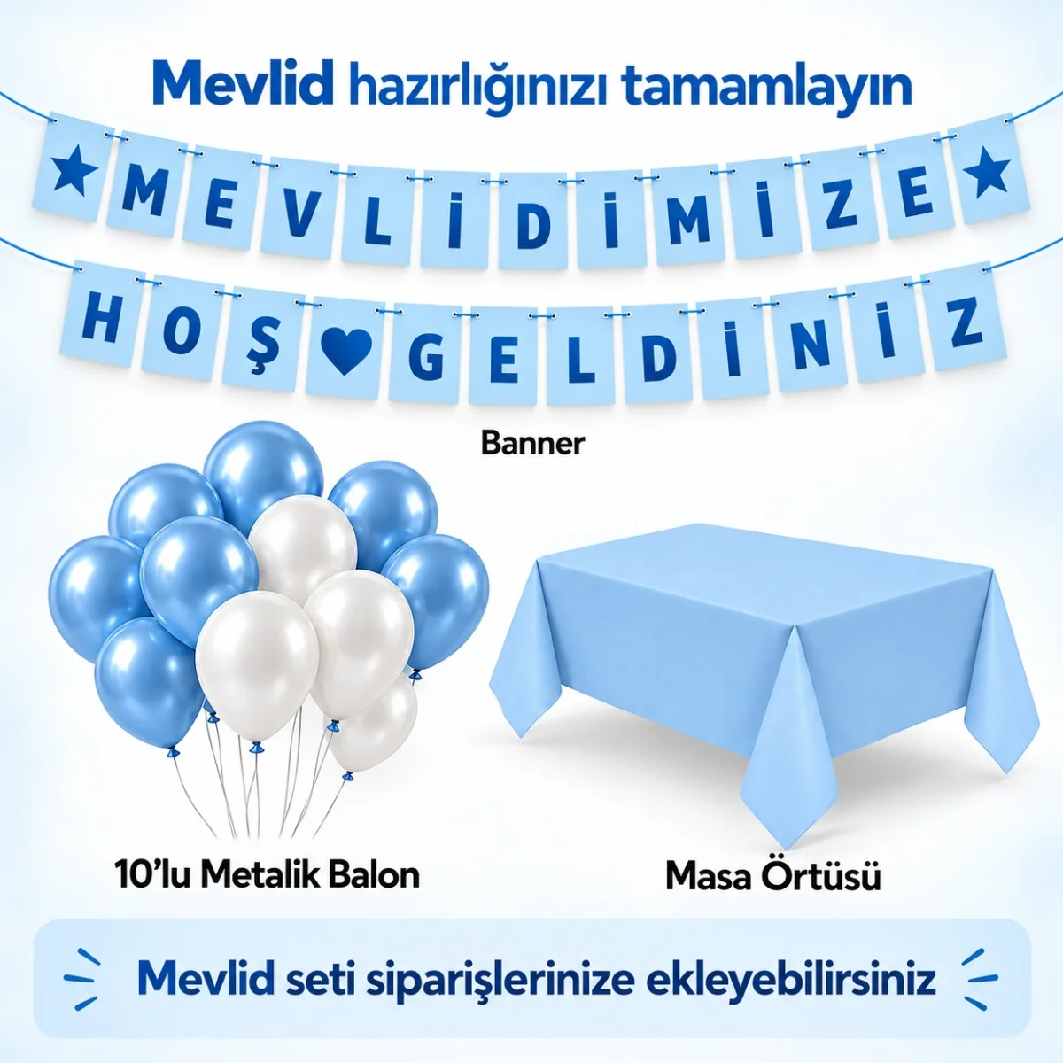 Mavi Renkli Mevlid Hazırlık Seti
