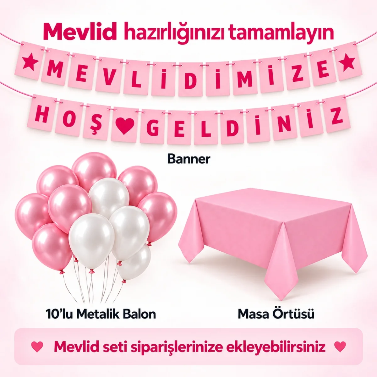 Pembe Renkli Mevlid Hazırlık Seti