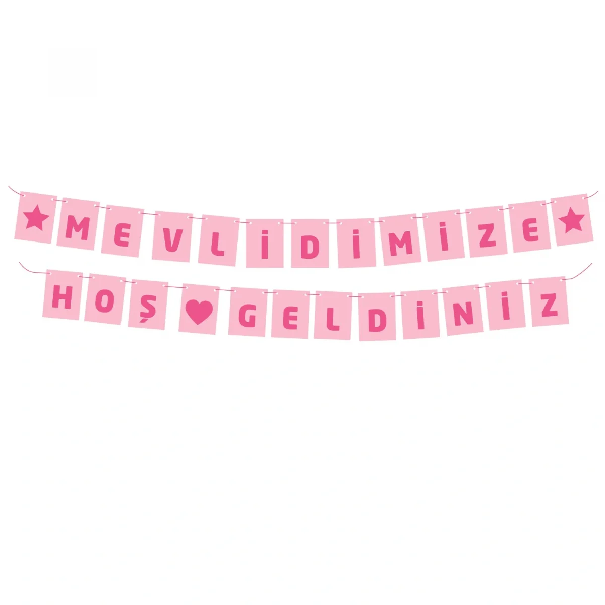 Pembe Temalı Parti Konsept Seti - Mevlidimize Hoş Geldiniz Banner