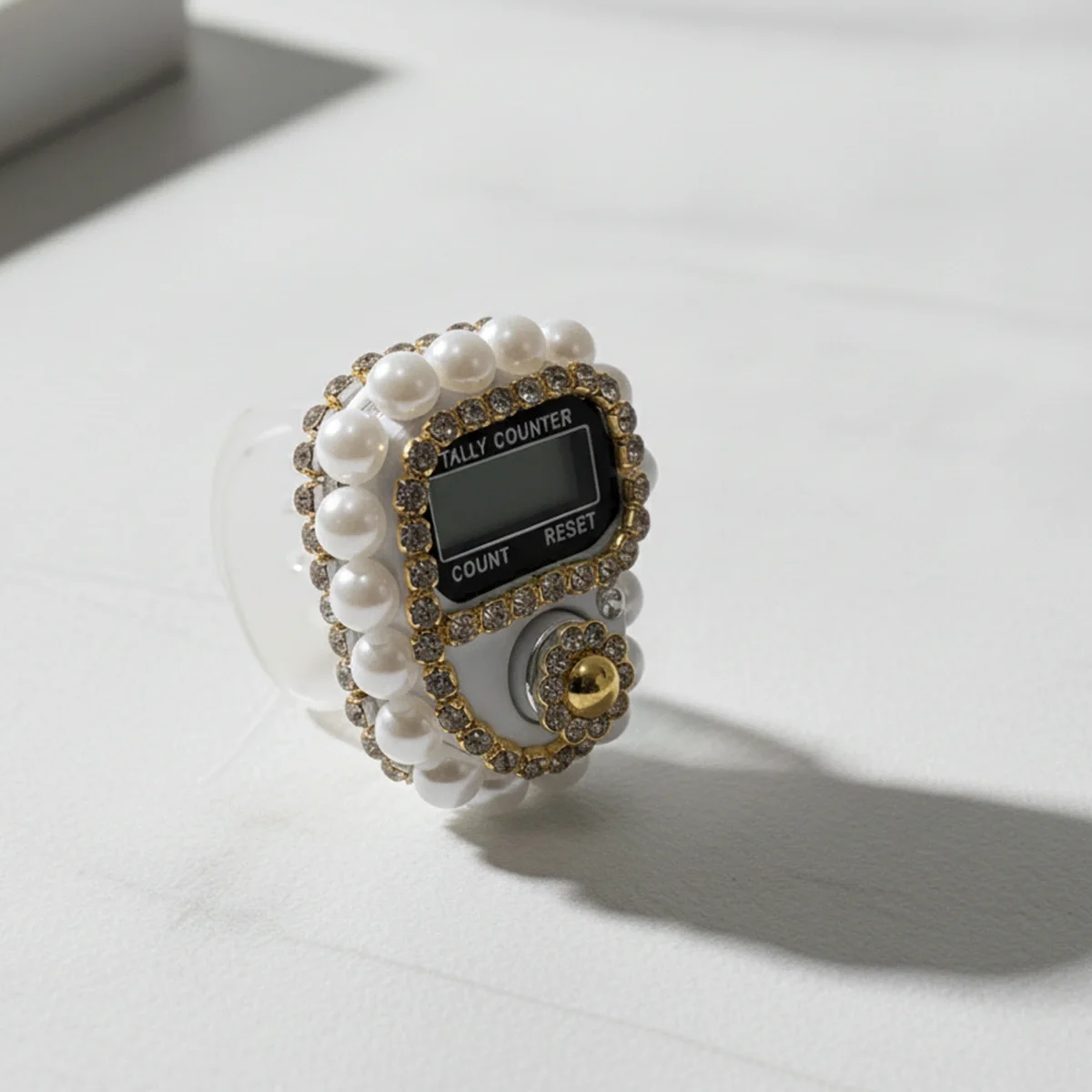 Süslü Krem Taşlı Zikirmatik