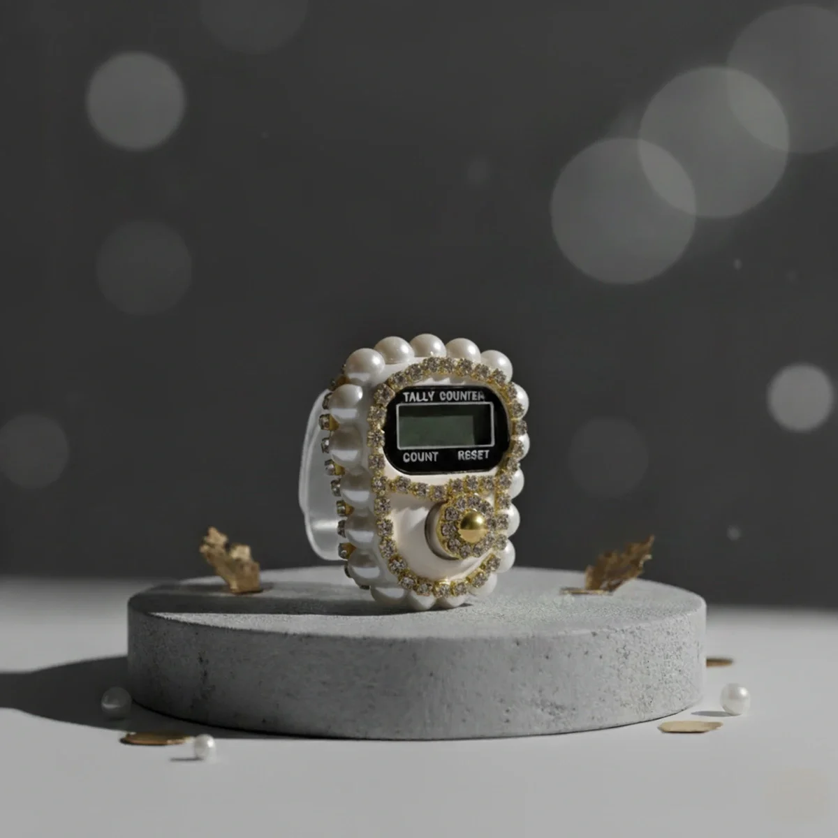 Süslü Krem Taşlı Zikirmatik