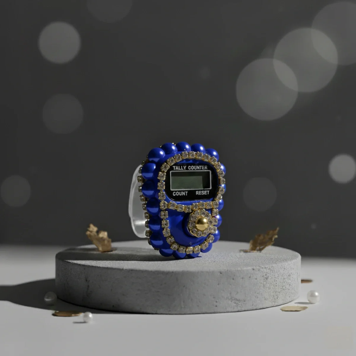 Süslü Saks Mavisi Taşlı Zikirmatik