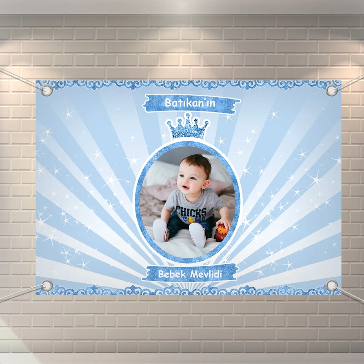 Taç Model Mavi Konsept 70 x 100 cm Özel Tasarım Branda Afiş