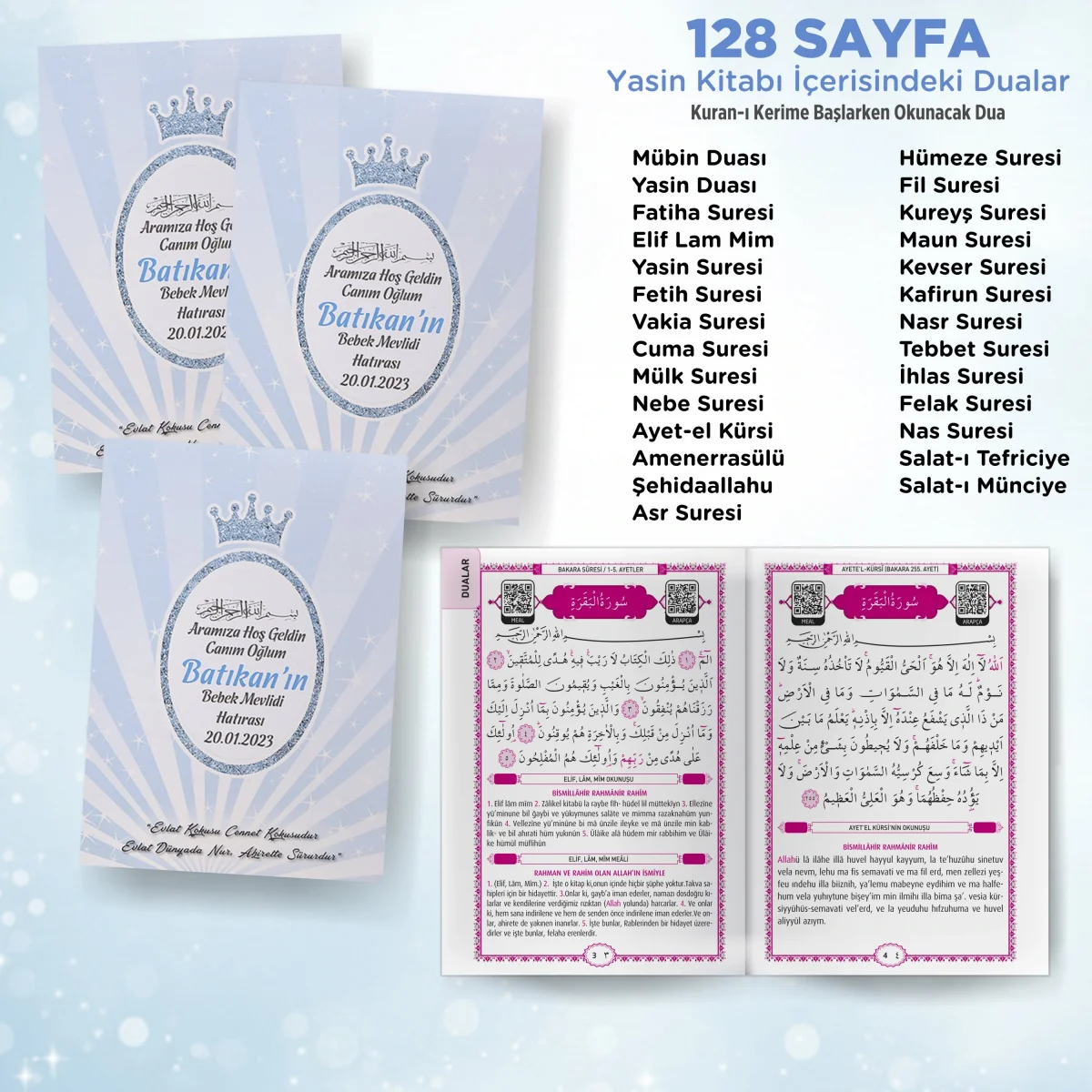Taç Model Mavi Renkli Yasin Kitabı