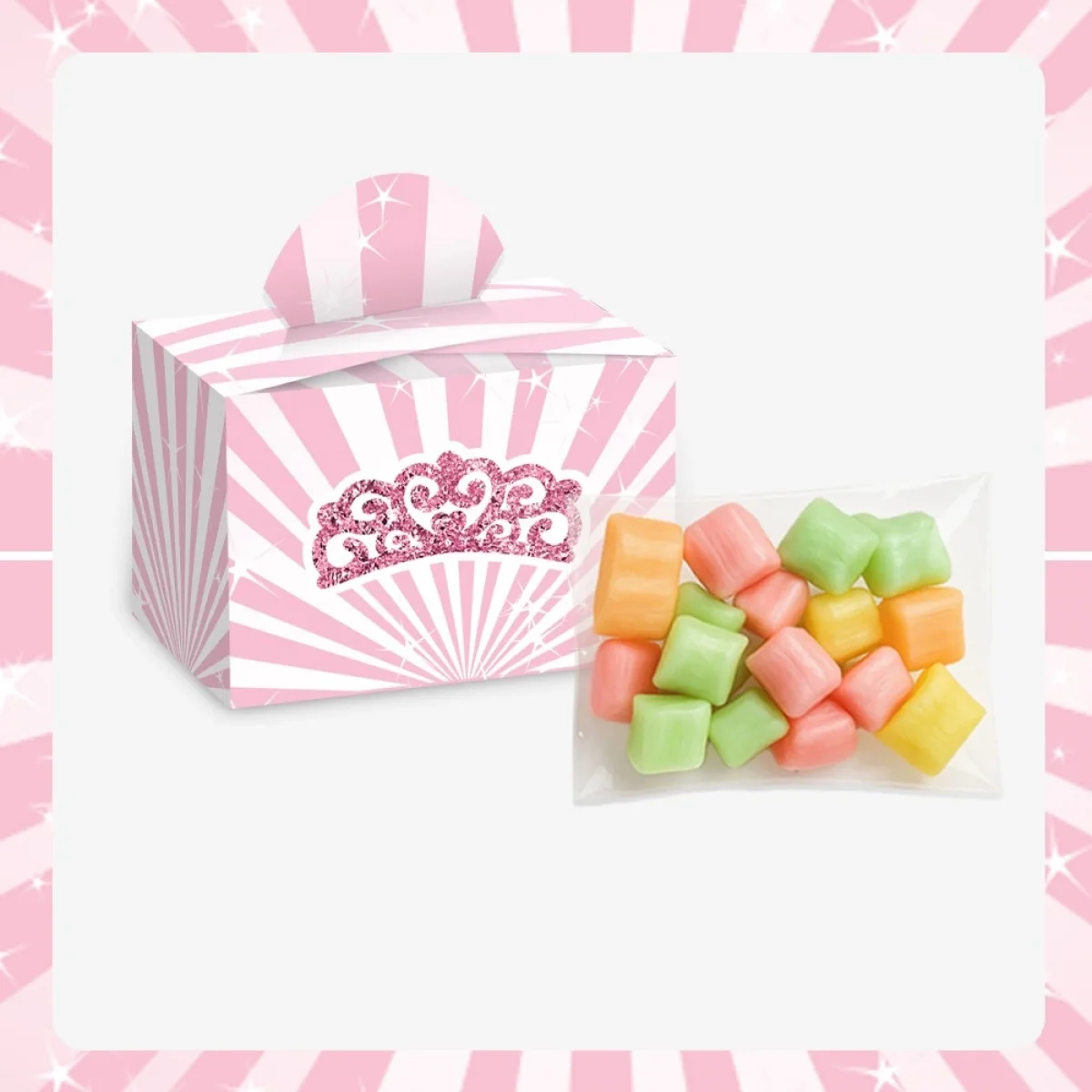 Taç Model Pembe Renkli Lokum Kutusu ve Mevlüt Şekeri