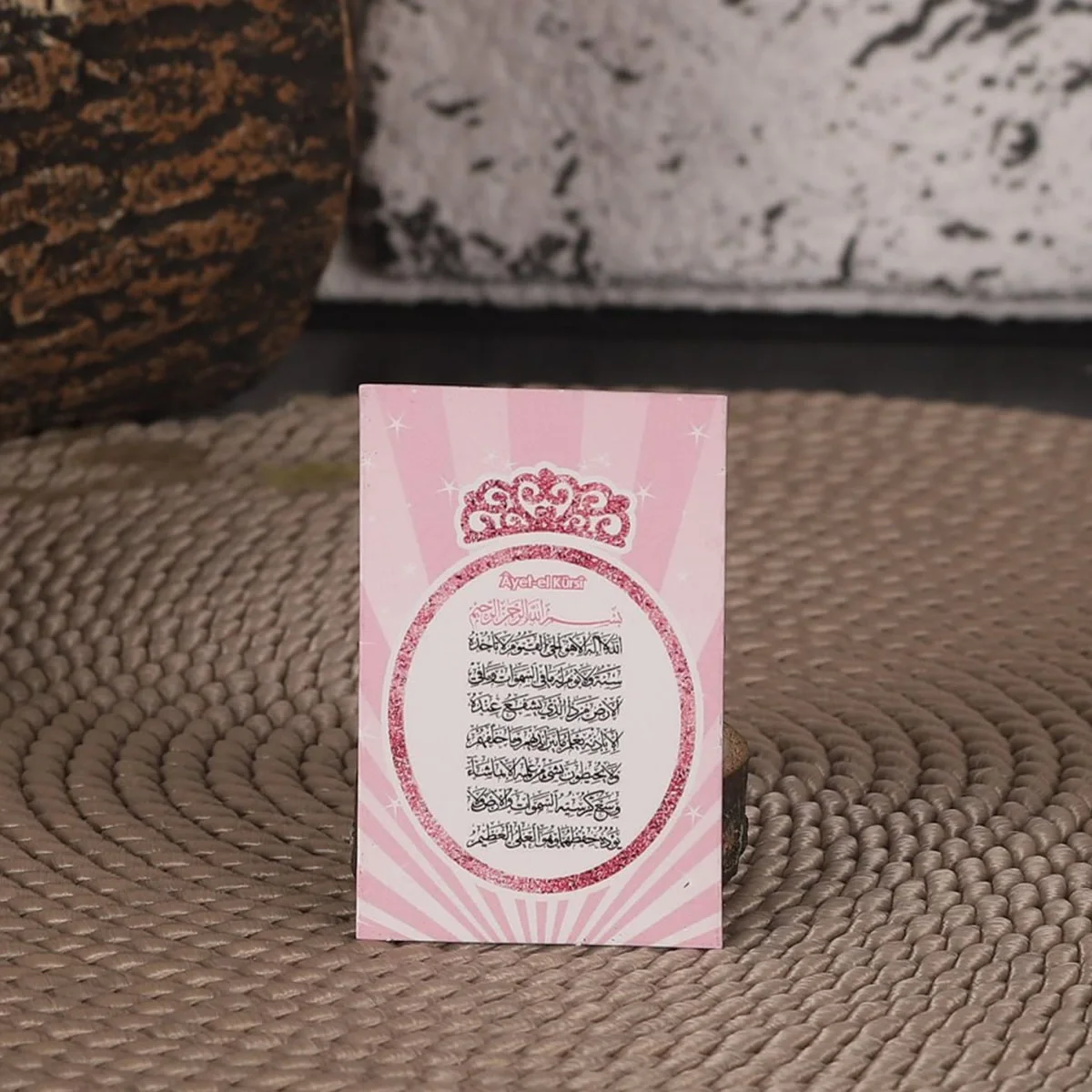 Taç Model Pembe Renkli Mevlüt İçin Ayet-el Kürsi Magnet