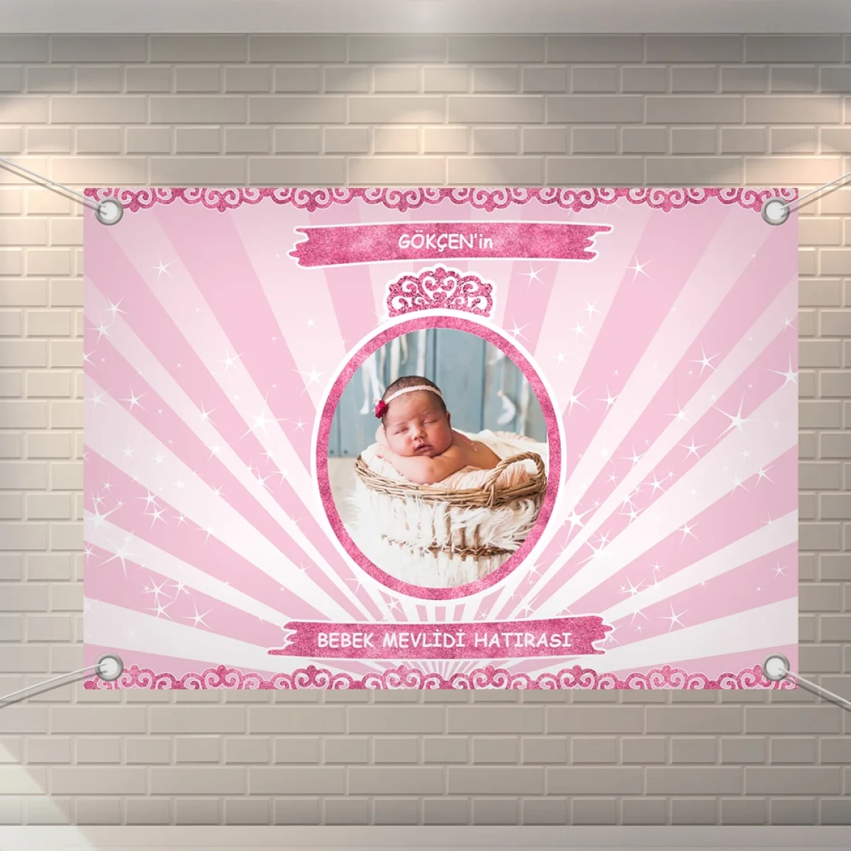 Taç Model Pembe Konsept 70 x 100 cm Özel Tasarım Branda Afiş