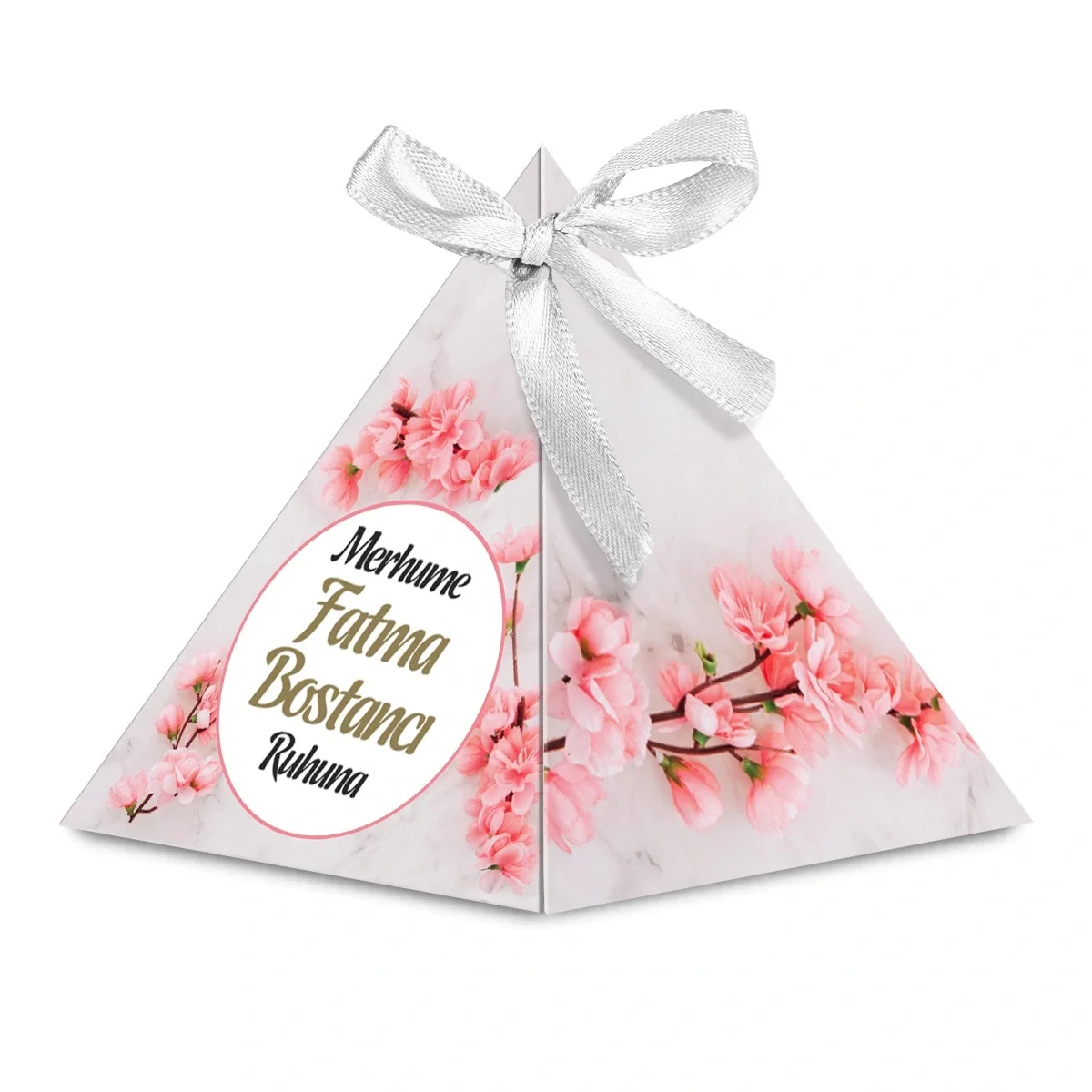 Zerafet Model Pembe Renkli Mevlüt Şekeri İçin İsme Özel Piramit Külah