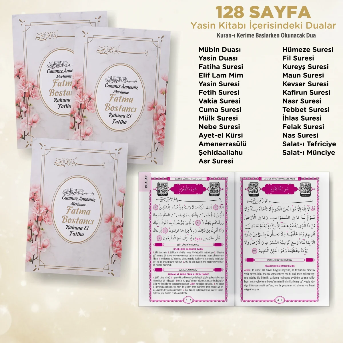 Zerafet Model Pembe Renkli Yasin Kitabı