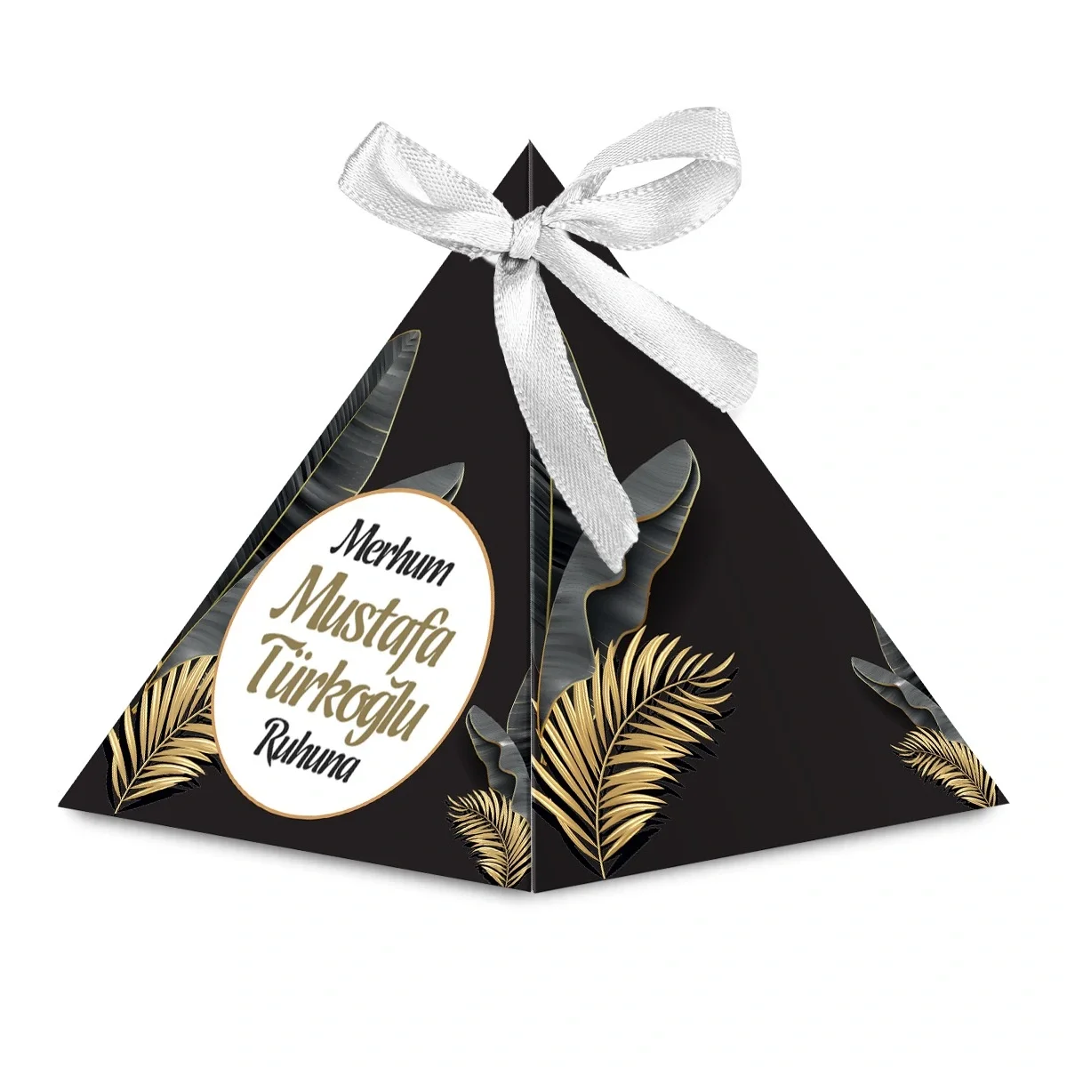 Zerafet Model Siyah Renkli Mevlüt Şekeri İçin İsme Özel Piramit Külah