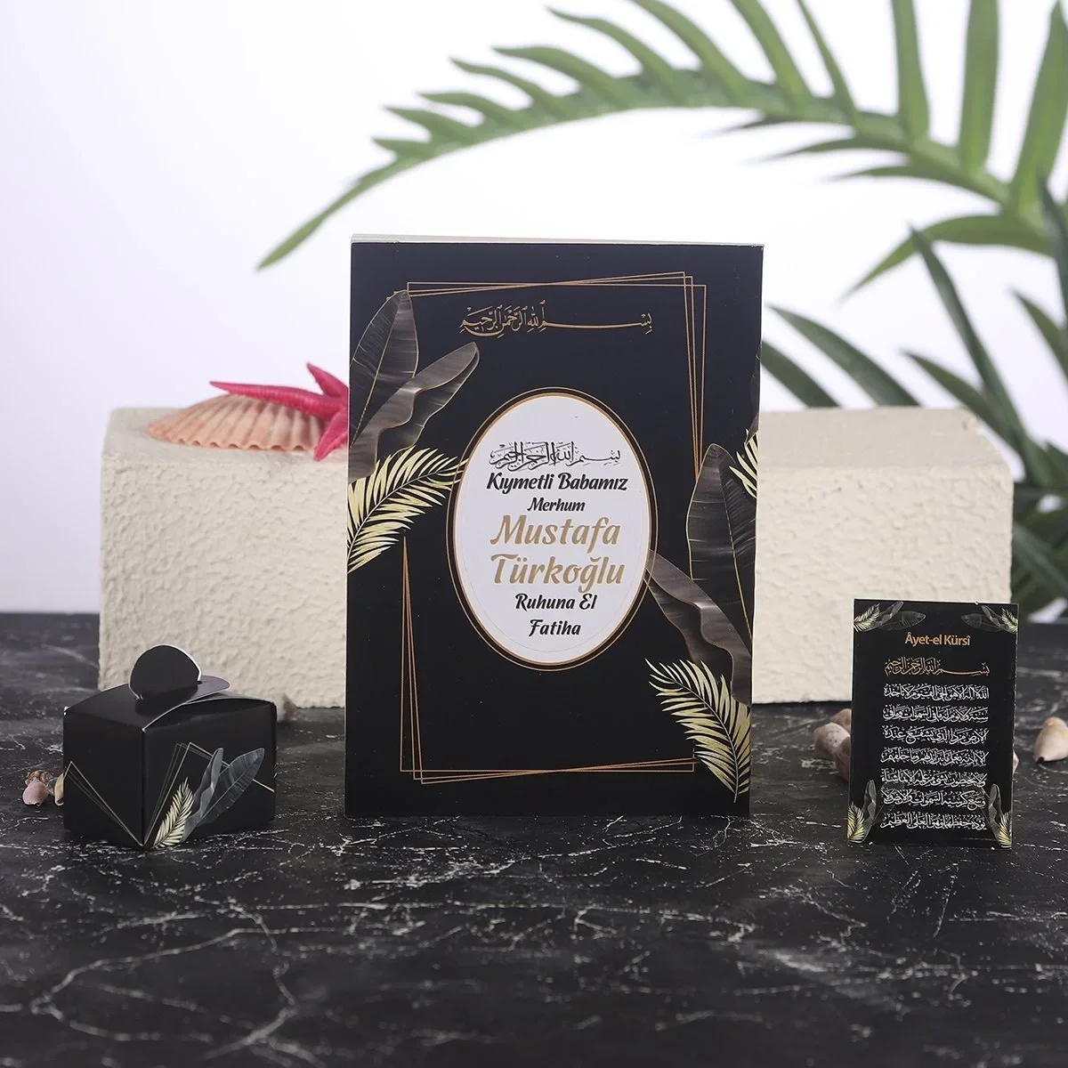 Zerafet Model Siyah Renkli Yasin Kitabı, Lokum Kutusu ve Magnet - Mevlüt Hediyelikleri