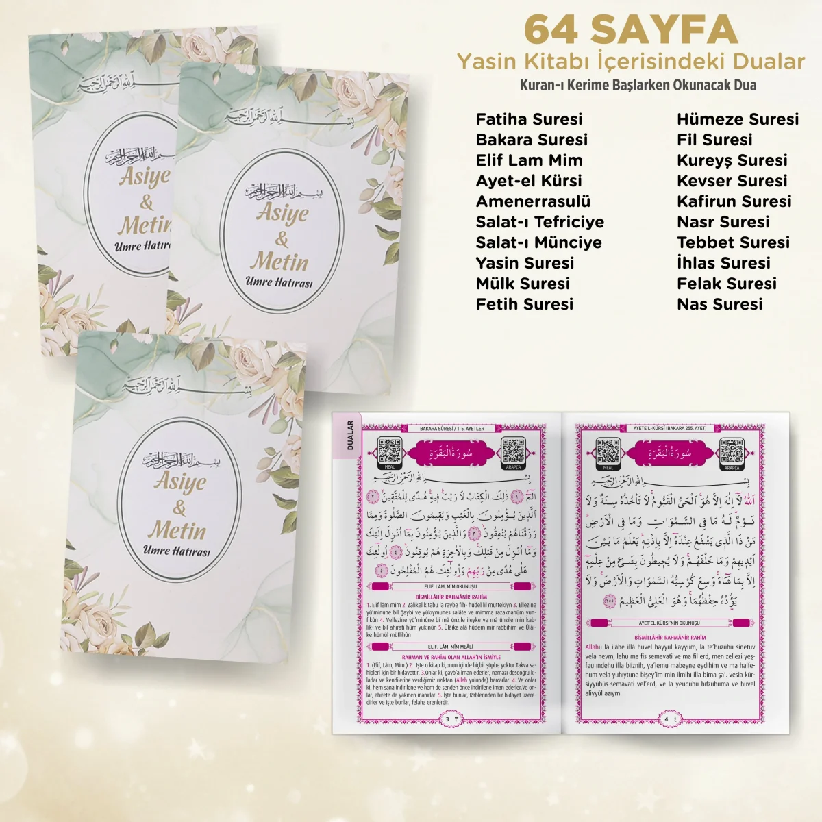 Zerafet Model Yeşil Renkli Yasin Kitabı, Piramit Külah, Mevlüt Şekeri, Ayet-el Kürsi Magnet, Karton Çanta - Mevlüt Hediyelikleri