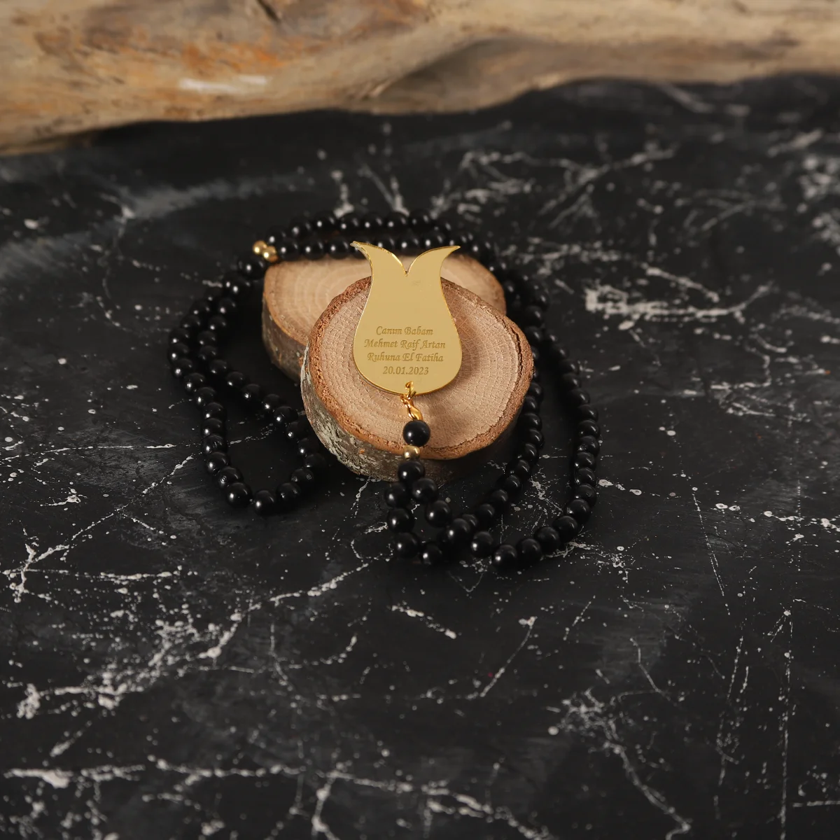 İsme Özel Siyah Renkli Hediyelik İnci Tesbih