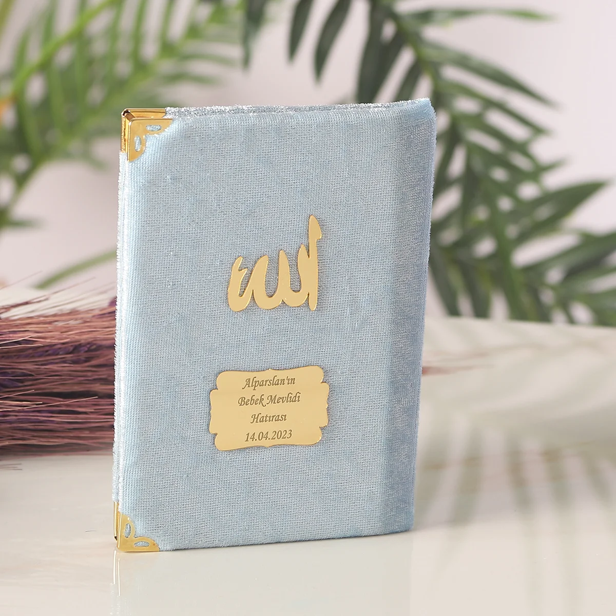 İsme Özel Mavi Renkli Kadife Yasin Kitabı - Mevlüt Hediyelikleri