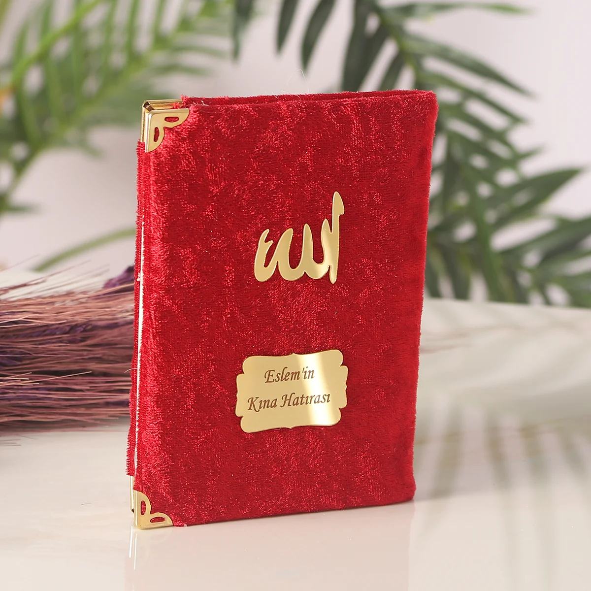 İsme Özel Bordo Renkli Kadife Yasin Kitabı - Mevlüt Hediyelikleri