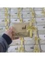 Asetat Kutuda Kadife Kumaş Kaplı Çanta İçerisinde İnci Tesbihli Gold Renkli Kadife Yasin Kitabı Seti - Mevlüt Hediyelikleri