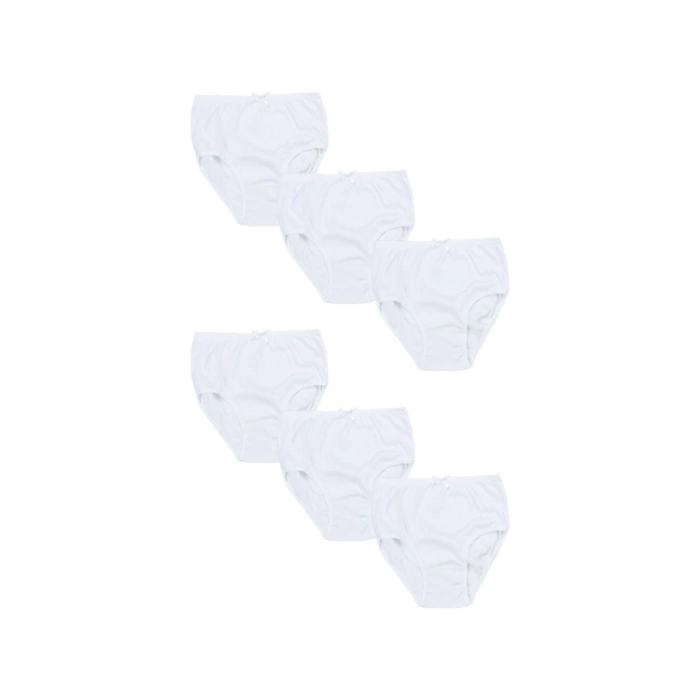Beyaz Ribana Saten Kız Çocuk Külot 6-7-8 Yaş Pembe Renkli 6lı Paket