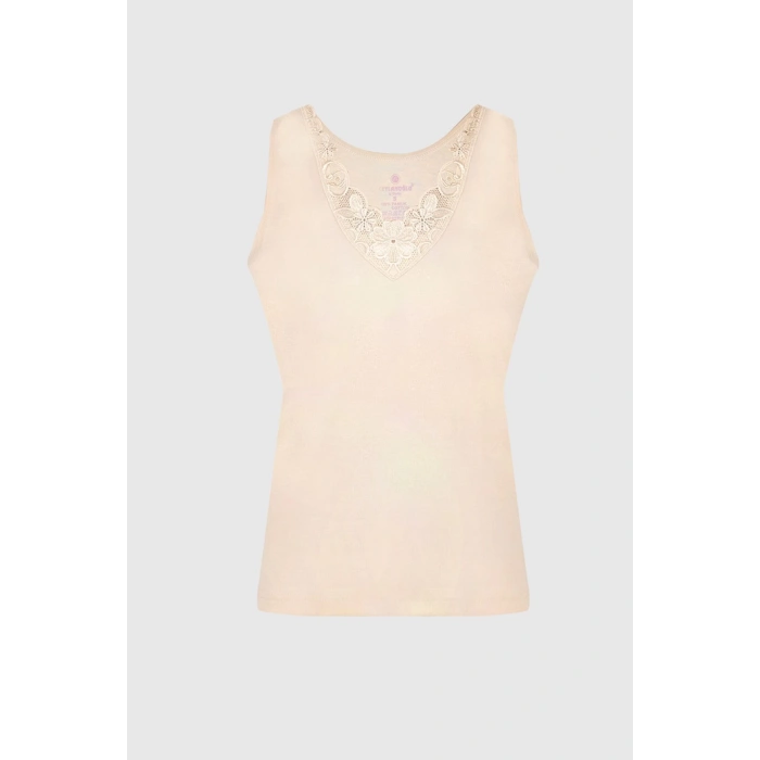 Kadın Siyah Güpürlü Geniş Askılı Atlet 3lü Paket 166