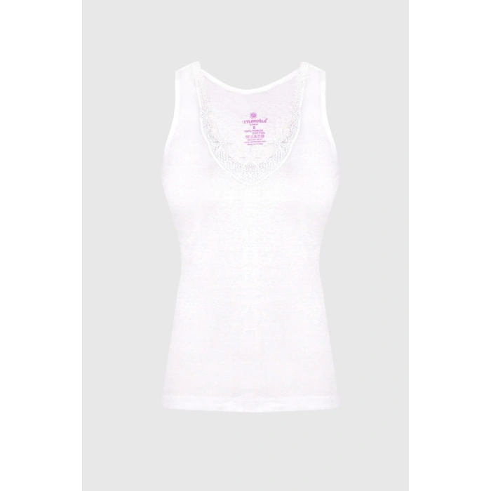 Kadın Siyah Güpürlü Geniş Askılı Atlet 3lü Paket 166