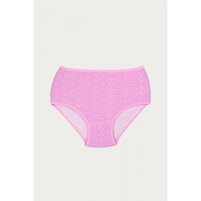 Kadın Pembe Desenli Likralı Empirme Külot 6lı Paket