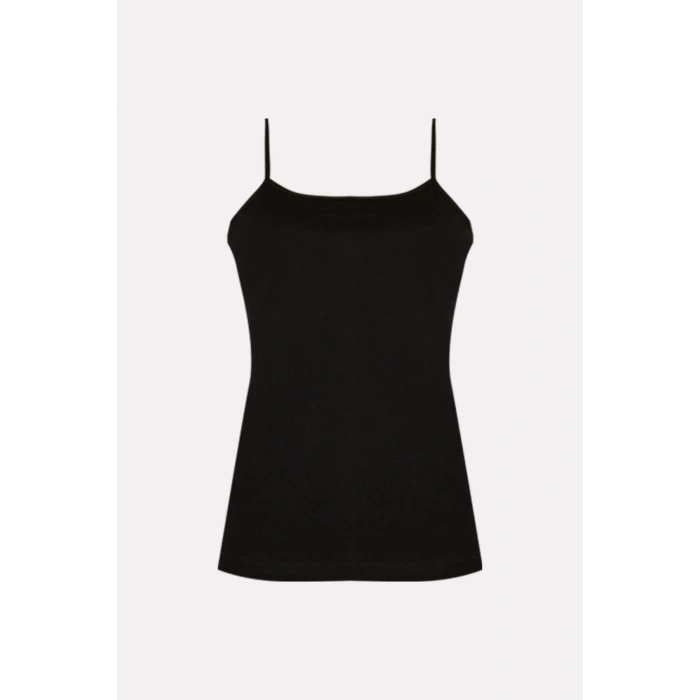 Kadın Siyah Ribana Saten Ip Askılı Atlet 6lı Paket Gkc177