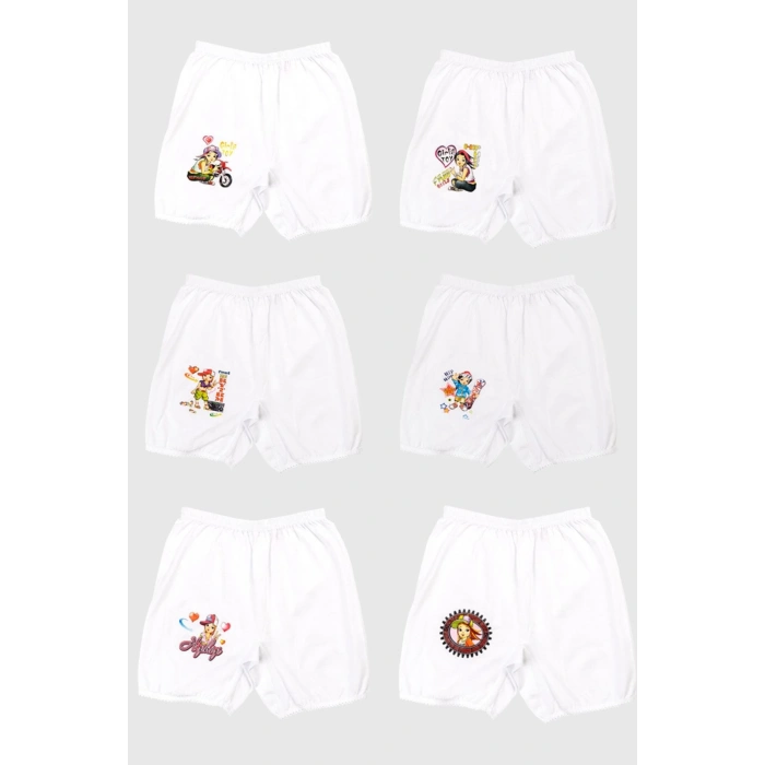 Kız Çocuk Beyaz Baskılı Paçalı Külot Gkc3211