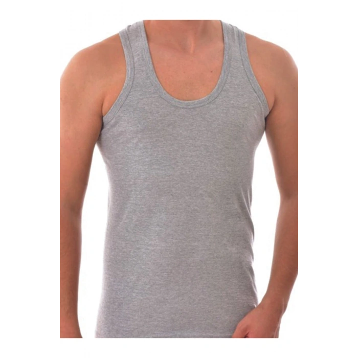 Erkek Gri 6 Lı Paket Pamuklu Penye Atlet